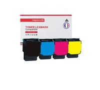 TONER 74C2SK0 Noir + Cyan + Magenta + Yellow x 4 Compatible pour Lexmark- Lexmark CX725de CX725de CX725dte CS725de CS725dte CS720de CS720dte