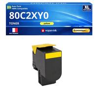 Toner 80C2XY0 compatible pour Lexmark 410 510 CX510 Jaune Haute capacité avec puce 4000 pages