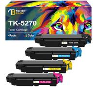 Toner Bank Cartouche de toner compatible pour Kyocera TK-5270 TK-5270K TK5270 ECOSYS P6230cdn M6230cidn M6230cidnt M6630cidn TK-5270C TK-5270M TK-5270Y (Noir Cyan Jaune Magenta, 4 Pack)