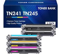Toner Bank TN241 Cartouche de Toner Compatible pour Brother TN-245 DCP-9020CDW MFC-9330CDW MFC-9340CDW HL-3140CW MFC-9140CDN DCP 9020 9020CDW 9330CDW 3150 CDW (Noir Cyan Magenta Jaune, 5-Pack)