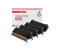 TONER C746A1KG + C746A1CG + C746A1MG + C746A1YG C746A1KG + C746A1CG + C746A1MG + C7 Noir + Cyan + Magenta + Jaune x 4 Compatible pour LEXMARK-