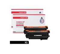 TONER CE250X 504X CE250X 504X Noir x 2 Compatible pour HP- P Color LaserJet CM3530 P Color LaserJet CM3530FS P Color LaserJet CP3520 P Color LaserJet