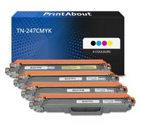 Toner compatible Brother TN-247CMYK - 4 couleurs - Grande capacité - Multipack