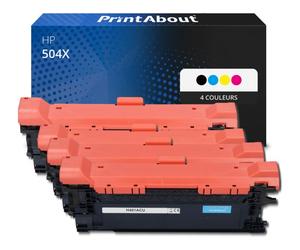 Toner compatible HP 504X (CE250X) - 4 couleurs - Grande capacité - Multipack