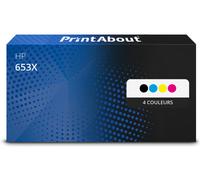 Toner compatible HP 653X (CF320X) - 4 couleurs - Grande capacité - Multipack
