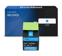 Toner compatible Lexmark 80C2HC0 (802HC) - Cyan - Grande capacité