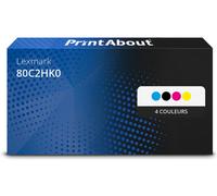 Toner compatible Lexmark 80C2HK0 (802HK) - 4 couleurs - Grande capacité - Multipack