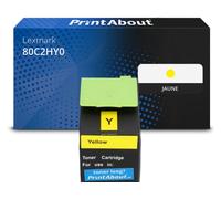 Toner compatible Lexmark 80C2HY0 (802HY) - Jaune - Grande capacité