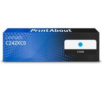 Toner compatible Lexmark C242XC0 - Cyan - Très grande capacité