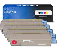 Toner compatible OKI 43865708 - 4 couleurs - Multipack