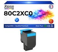 Toner compatible pour Lexmark 80C2XC0 802XC CX510 Cyan 4000 Pages