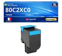 Toner compatible pour Lexmark 80C2XC0 802XC CX510 Cyan 4000 Pages