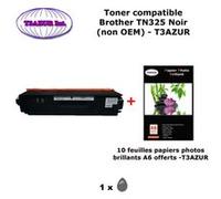 Toner compatible TN325 Bk pour imprimante Brother MFC 9460CDN, 9465CDN, 9970CDW Noir + 10f A6 brillants - T3AZUR Noir G