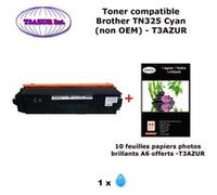 Toner compatible TN325 C pour imprimante Brother DCP 9055CDN, 9270CDN Cyan + 10f A6 brillants - T3AZUR G