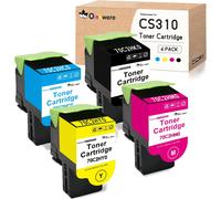 Tóner CS310 Compatible Con Lexmark CS310n CS310dn CS410n CS410dn CS410dtn CS510de CS510dte (4 Unidades, BK 4000/CMY 3300 páginas) 70C2HK0 70C2HC0 70C2HM0 70C2HY0 Cartucho de tóner