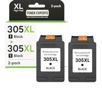 TONER EXPERTE 305XL Lot de 2 cartouches d'encre noires compatibles avec HP 305 / 305XL pour HP DeskJet 1110 2130 3630, Envy 4520 4521 4500, OfficeJet 3830 4650 4651 - Grande capacité - Environ 650