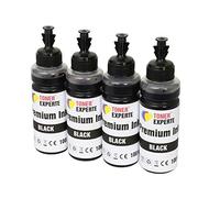 TONER EXPERTE® 4 x 100 ML (4 Noir) Universelles Recharge d'encre Remplacement pour Canon HP EPSON Brother Dell RICOH Compatible avec Cartouches et système CISS | Haute Qualité
