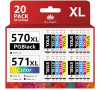 Toner Kingdom 20 Pack 570XL 571XL Cartouches d'encre Compatibles pour Canon PGI-570 CLI-571 XL pour Canon PIXMA MG5750 TS5050 MG5753 MG6850 MG6852 MG5700 MG5751 TS5055 MG5752 MG6851 TS5051 TS6051