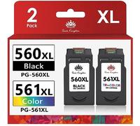 Toner Kingdom 560XL 561XL Cartouches d'encre Compatible Remplacement pour Canon PG-560XL CL-561XL pour Canon Pixma TS5350 TS5351 TS7450 TS5352 TS5353 TS7451 (1 Noir 1 Tri-Colore, 2-Pack)