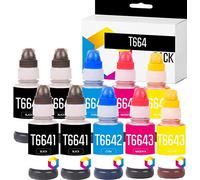 TONER PACK 664 Lot de 10 Bouteilles d'encre de Rechange compatibles pour Epson 664, compatibles avec Epson EcoTank