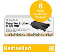 Toner pour Brother TN3480, Noir, 8 pièces