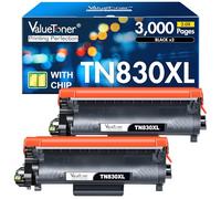 Toner TN830XL pour imprimante Brother 2-Noir pour Brother TN830 Utilisation avec Brother DCP-L2640DW MFC-L2820DW HL-L2460DW HL-L2400D HL-L2405W HL-L2480DW MFC-L2820DWXL MFC-L2900DW HL-L2460DWXL