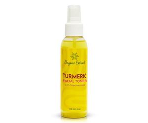 Toner Visage à l'Extrait de Curcuma Bio - 4 fl oz / 118 ml - Tonique Éclaircissant pour le Visage, Élimine Doucement les Impuretés - Tonique Exfoliant et Hydratant avec Glycérine, Aloe Vera