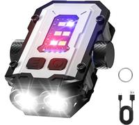 ToneRiso Mini EDC Lampe de Poche Flash Rouge et Bleu Petite Lampe Torche Pivotante LED Super Lumineuse USB C Rechargeable Porte-clés Lampe de Poche Portable (Blanc)