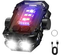 ToneRiso Mini lampe de poche EDC avec flash rouge et bleu, petite lampe de poche tournante au bout des doigts LED super lumineuse, USB C rechargeable porte-clés torche portable (noir)