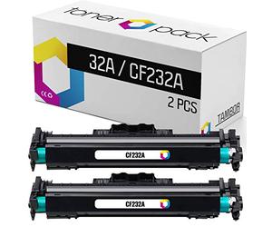 TONERPACK HP 32A CF232A Tambour Compatible (avec puce) 32A CF232A, Noir, pour HP Laserjet Pro M203dw, MFP M227fdw, M203dn, MFP M227sdn, MFP M227fdn, MFP M148dw, MFP M148fdw et MFP M118dw (Pack 2)