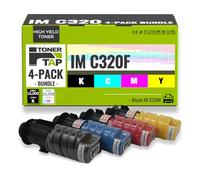 TonerTap Lot de 4 cartouches de toner compatibles pour Ricoh IM C320F, haut rendement, remplacement pour Ricoh 842726 842727 842728 842729 IMC320F Toner avec puce