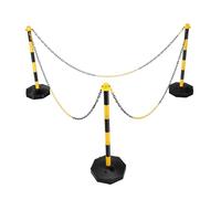 TONFEION Lot de 6 poteaux de délimitation à chaîne - 28,5 x 85 cm - Système de guidage des personnes - Avec chaînes de délimitation de 2 m - Support de délimitation en plastique