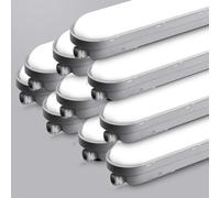 Tonffi 10 Pièces Neon LED 120 CM Reglette LED 36W 4500LM 6000K Blanc Froid Tube Lampe Connectable Luminaire Plafonnier Éclairage pour Garage, Bureau, Atelier, Sous Sol