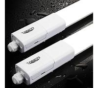 Tonffi 2 Pièce Neon LED 150cm, Reglette LED 60W 7000LM Linkable Tube Lampe d'atelier IP65 Imperméable, Luminaire Plafonnier pour Atelier,Sous Sol, Parking, Bureau, Grange,Blanc Neutre 4000K