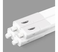 Tonffi 4 Pièce Neon LED 150cm, Reglette LED 60W 7000LM Linkable Tube Led Lampe d'atelier IP65 Imperméable, Luminaire Plafonnier pour Atelier,Sous Sol, Parking, Bureau, Grange,Blanc Neutre 4000K