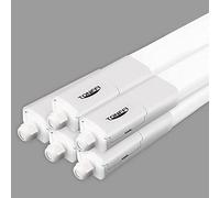 Tonffi 5 Pièce Neon LED 150cm, Reglette LED 60W 7000LM Linkable Plafonnier Led Lampe d'atelier IP65 Imperméable, Luminaire Plafonnier pour Atelier,Sous Sol, Parking, Bureau, Grange,Blanc Neutre 4000K