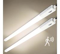 Tonffi Lot de 2 Linkable Tube LED avec Détecteur de Mouvement,115cm 36W 4100LM Reglette Neon Luminaire Plafonnier Étanche IP65, Blanc Naturel 4000K Lampe pour Atelier,Cave Garage,Bureau,Cuisine