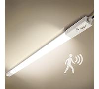Tonffi Lot de 4 Linkable Tube LED avec Détecteur de Mouvement,115cm 36W 4100LM Reglette Neon Luminaire Plafonnier Étanche IP65, Blanc Naturel 4000K Lampe pour Atelier,Cave Garage,Bureau,Cuisine