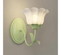 TONFON Applique Murale d'intérieur Verte en Verre en Forme de Fleur, décoration d'intérieur, Lanterne Murale en métal for Chambre à Coucher, Chevet, Salon, Bureau, Couloir, Restaurant(B,1-Light)