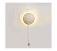 TONFON Applique Murale en Pierre, Lampe Murale LED Nordique Moderne, Lanterne Murale Ronde d'intérieur en travertin for Chambre à Coucher Chevet Salon Salle d'étude Couloir entrée(B)