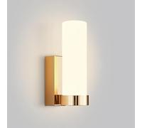 TONFON Applique Murale LED en Verre for Salle de Bain, Abat-Jour en Verre, Lanterne Murale for Chambre à Coucher, Chevet, Salon, Bureau, Couloir, entrée, Restaurant, veilleuse(Gold,22cm)