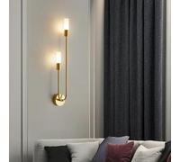 TONFON Applique Murale LED Moderne en Forme de U dorée, luminaire linéaire for Chambre à Coucher, Chevet, Salon, Bureau, Couloir, entrée, Restaurant(Gold Right)