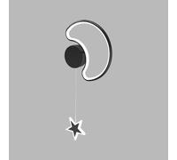 TONFON Applique murale linéaire en métal noir/blanc en forme de croissant avec abat-jour en acrylique, design dessin animé, lanterne murale LED moderne for chambre, chevet, salon, bureau(Black-right)