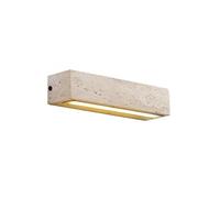 TONFON Applique murale linéaire en travertin naturel, applique murale LED de ferme, lanterne murale en pierre intérieure et extérieure for chambre à coucher(Small)