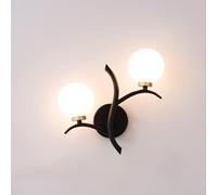 TONFON Applique murale moderne à 2 voies avec abat-jour en verre dépoli, applique murale d'intérieur, applique murale en boule de verre, lanterne murale for chambre à coucher, salon, salle d'étude, sa