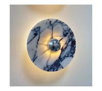 TONFON Applique Murale Ronde en marbre Ultra-Mince en Pierre Naturelle, Lampe Murale Minimaliste à LED Moderne for Chambre à Coucher, Chevet, Salon, Couloir, entrée, Restaurant(Chrome,7.9in)