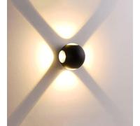 TONFON Applique murale simple en forme de sphère noire, design lumineux, source de lumière LED, applique murale extérieure, lanterne murale en alumine for jardin, villa, cour, balcon, hall d'entrée, c