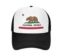TONFON Casquette de Baseball Hiphop Sun Hat Classic Bear California Republic Flag Casquette de Baseball Femmes Hommes Respirant Trucker Hat Performance Snapback Cadeaux d’Anniversaire réglables