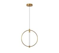 TONFON Lustre Circulaire doré en métal, Suspension Ronde en Acrylique, Abat-Jour Long en Tube, Lampe Suspendue for îlot de Cuisine, entrée, Salle à Manger, Bureau, Salon, Bar