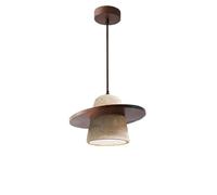 TONFON Lustre de décoration Moderne for la Maison en Pierre de travertin en Forme de cône, Lampe Suspendue Japonaise for Table de Salle à Manger, îlot de Cuisine, Salon, Chevet, Couloir(Walnut)